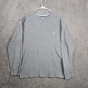 Polo Ralph‎ Lauren Mens 2XL Gray Long Sleeve Waffle Knit Cotton Casual Top